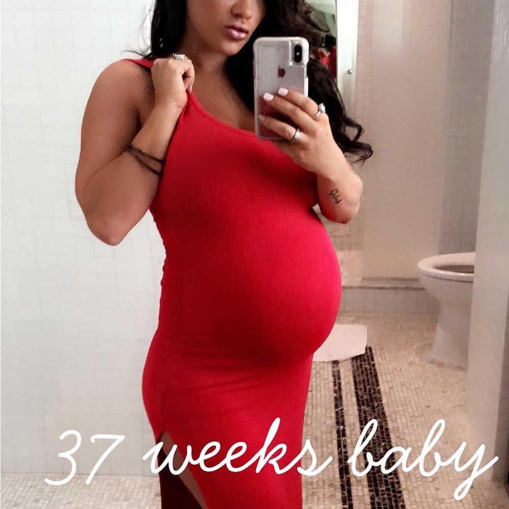 Long red Bebe dress